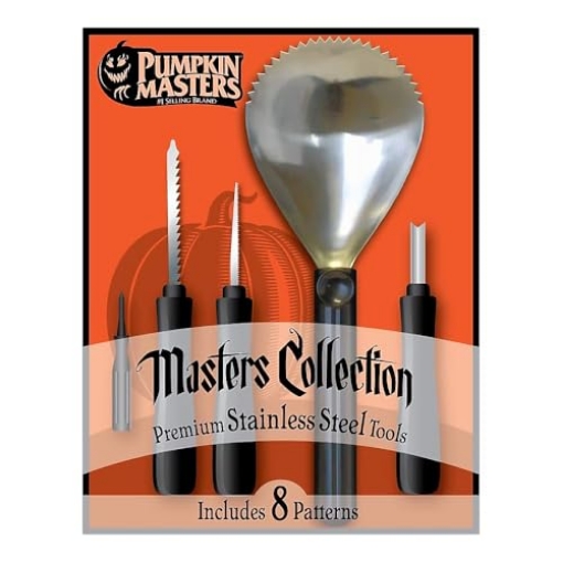 Picture of SIGNATURE BRANDS LLC 34152 Pumpkin Masters, Master Collection Pumpkin Carving Kit, 13 Piece, Stainless Steel Tools, 8 Pumpkin Carving Patterns Included (PK-9-EA)