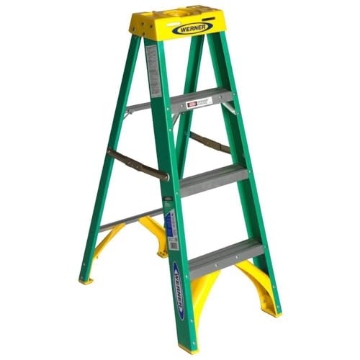 Picture of Werner Co 5904 Werner 363 Single Sided Step Ladder with Pail Shelf, 250 Lb., 3 in, Front x 1-1/8 in Rear (EA)