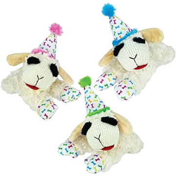Picture of Multipet International 48706 Multipet Lamb Chop with Birthday Hat Dog Toy (EA)