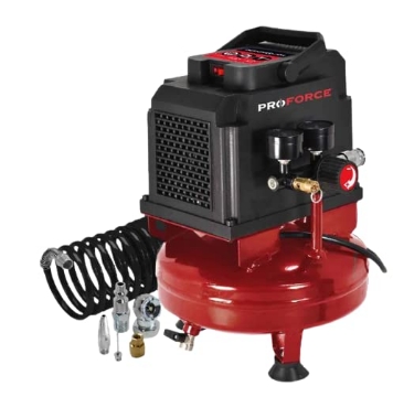Picture of PROFORCE VNF0000101 PRO FORCE 1 Gallon Pancake Air Compressor, 120V Tire Inflator, Portable Air Compressor with Accessories, Compact Pancake Design for Easy Storage and Efficient Performance (EA)