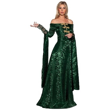 Picture of Underwraps Child Code UR30713LG UNDERWRAPS Medieval Thrones Dress Costume - Renaissance Queen Green Costumes Dragon Costume for Women, Womens Midevil Dresses, (Ren Queen Green, Large 12-14) (EA)