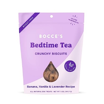 Picture of Bocce's Bakery 857155007237 Bocce's Bakery Oven Baked Bedtime Tea Treats for Dogs, Wheat-Free Everyday Dog Treats, Made with Real Ingredients, Baked in The USA, All-Natural Biscuits, Banana, Vanilla, & Lavender, 5 oz (EA)