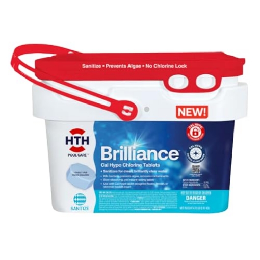 Picture of ARCH CHEMICAL 28008 HTH 28008 Brilliance Cal Hypo Chlorine Tablets, Swimming Pool Sanitizers for Clean, Brilliantly Clear Water - Eliminates Bacteria, Prevents Algae, Removes Contaminants, 4.75Lb (EA)