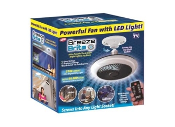 Picture of BREEZE BRITE BRZB-MC4 Breeze Brite Ceiling Fan with LED Light, No Tools - Screw into any light socket 3 Speed Settings, 3 Brightness Settings up to 2100 Lumens Includes Multi Function Remote (EA)