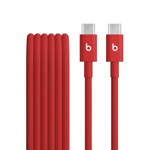 Picture of Beats MDGF4LL/A Beats USB-C to USB-C Woven Cable Fast Charging Durable/Tangle-Free Compatible Charger for Apple & Android Devices (1.5 m, 5 ft) - Rapid Red (EA)