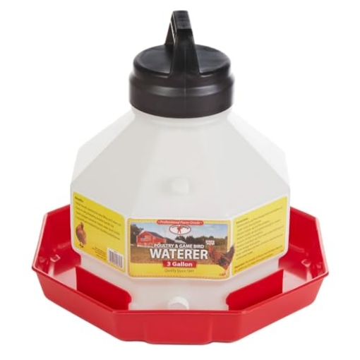 Picture of LITTLE GIANT LADDER SYSTEMS LLC PPF3 Little Giant® Plastic Poultry Waterer | Heavy Duty Plastic Gravity Fed Water Container | Easy to Fill | Snap on Jar | 3 Gallons (EA)