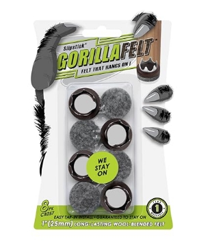 Picture of CBD CONSOLIDATED LLC CB257 GorillaFelt CB257 Chair Leg Floor Protectors/Felt Glides (Set of 8) Tap On Felt Furniture Pads Guaranteed to Stay On, 1 Inch Round Sliders (EA)