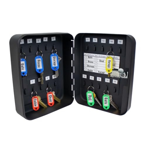 Picture of LUCKY LINE PRODUCTS INC 62700 Lucky Line 20 Hook Combination Locking Metal Key Cabinet Organizer, Black (62700), 20 Hooks (EA)