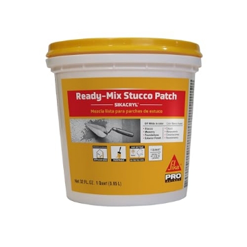 Picture of SIKA CORP 503333 SIKA Sikacryl Stucco Repair, White, 1-Qt, Ready-Mix Stucco Patch for Large Cracks and Spalls, Acrylic-Based, Interior/Exterior, Textured, Moisture-Resistant (EA)