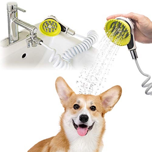 Picture of WONDURDOG LLC WD003 Wondurdog Quality Sink Faucet Pet Wash Kit with Splash Shield Handle and Rubber Grooming Teeth. Fits Kitchen, Bathroom, Utility & Laundry Sink Faucets. Bonus Garden Hose Attachment (EA)