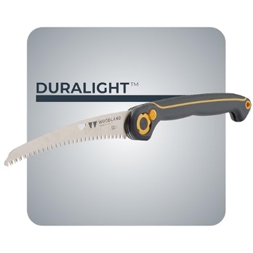 Picture of WOODLAND TOOLS INC 06-5003-100 Woodland Tools Duralight Folding Saw – Curved Pruning Saw with Hardened Steel Blade, 3-Position Lock, Soft Grip Handle – Manual Tool for Tree Trimming, Branch Cutting, and Yard Work (EA)