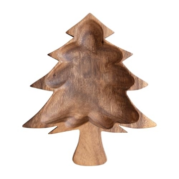 Picture of CREATIVE CO-OP XM9388 Creative Co-Op Acacia Wood Christmas Tree Shaped Bowl (PK-6-EA)