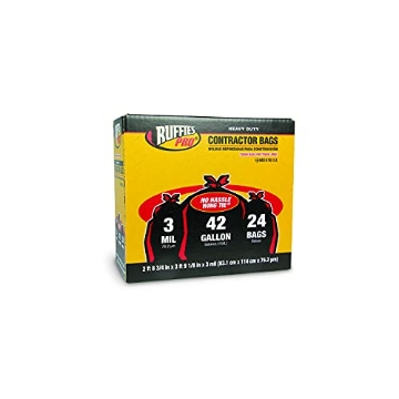Picture of RUFFIES 1124887 BERRY PLASTICS CORPORATION Ruffies Pro 1124887 42 Gallon Black Contractor Clean-Up Bags 24 Count (PK-4-EA)