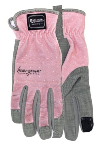 Picture of JOHN WATSON LTD 111-L Watson Gloves Uptown Girl Garden Glove - Elastic Back, Hooded Fingers & Padded Knuckle Bar, Touchscreen Conductive Thumb and Fingers, PU Coated Palm, Snug-Fit Ruched Elastic Wrist (Large, 111) (EA)