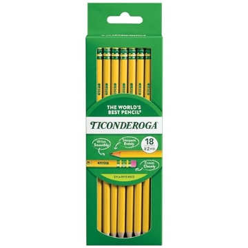 Picture of Ticonderoga 13818 Ticonderoga Wood-Cased Pencils, Pre-Sharpened, #2 HB Soft, Yellow, 18 Count (PK-18-EA)