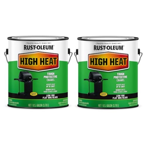 Picture of Rustoleum 237543 Rust-Oleum 237543-2PK High Heat Brush Protective Enamel Paint, Gallon, Low VOC Flat BBQ Black, 2 Pack (PK-2-EA)
