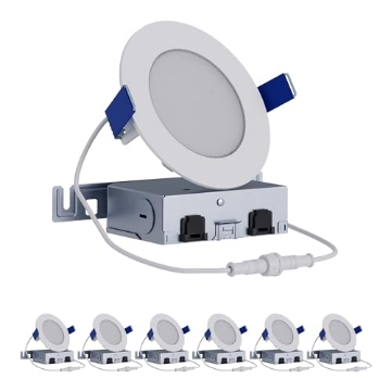 Picture of HALO HLB4LSFS5-6PK HALO 4 inch LED Recessed Ceiling Light 6-Pack Canless Dimmable with Selectable Lumens and Selectable Color Temperature 2700K-5000K Indoor Outdoor Wet Location Airtight Ultra Slim HLB4LSFS5-6PK (EA)