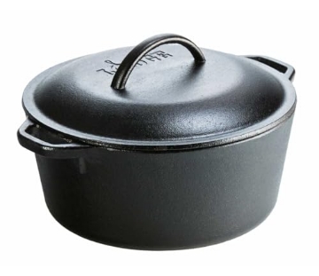 Picture of Lodge Cast Iron L8DOL3 Lodge 5 Quart Cast Iron Dutch Oven. Pre-Seasoned Pot with Lid and Dual Loop Handle (EA)