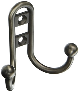 Picture of Amerock H55457S Amerock | Double Prong Robe Hook | Wall Mount | Silver | 1 Pack | Robe Hook | Towel Hook | Entryway Hook | Bathroom Hook (EA)