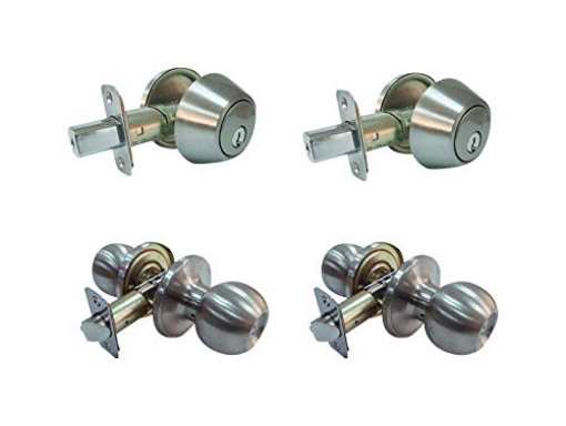 Picture of FU HSING AMERICAS INC B36L1BD Faultless Ball Satin Stainless Steel Metal Entry Knob and Single Cylinder Deadbolt 3 Grade Right Handed (EA)