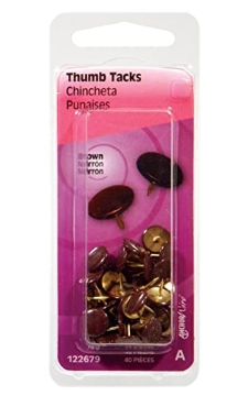 Picture of HILLMAN 122679 Hillman Brown Push Pins 40 pk - Case of: 6; Each Pack Qty: 40; Total Items Qty: 2406 (PK-6-EA)
