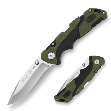 Picture of Buck Knives 11893 Buck Knives 661 Small Folding Pursuit Hunting Knife, 3" Blade, Glass Filled Nylon Handle, 420HC Stainless Steel Drop Point Blade, Sheath Included, Knife Made in the USA, Green, 2.5 oz (EA)