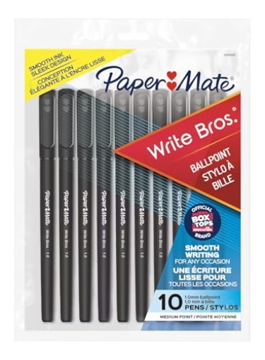 Picture of SANFORD 9333499C Paper Mate Write Bros Ballpoint Pens, Medium Point (1.0mm), Black, 10 Count (PK-12-EA)