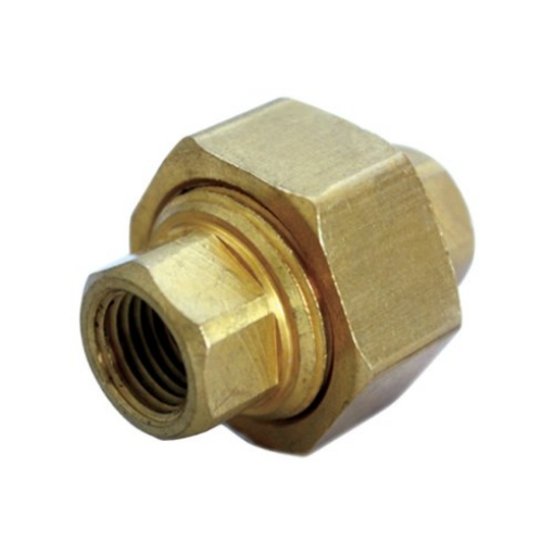 Picture of JMF COMPANY 4505798 JMF 3/8 in. Dia. x 3/8 in. Dia. FPT to FPT to Compression Yellow Brass Union (EA)