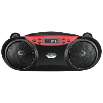 Picture of GPX BC232R GPX BC232R Portable Top-Loading CD Boombox with AM/FM Radio and 3.5mm Line in for MP3 Device - Red/Black (EA)