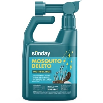 Picture of THIS LAND INC FP2025 Sunday Mosquito Deleto - Mosquito Repellent & Bug Control Spray - Concentrated Lemongrass & Cedar Oils - for Mosquitoes, Fleas, & Ticks - Lasts up to 4 Weeks - Hose-On Sprayer, 32 Fl Oz (PK-4-EA)