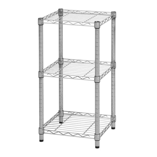 Picture of Honey Can Do SHF-09364 Honey-Can-Do 3 Tier Heavy-Duty Adjustable Shelves, Metal Storage Rack with 200-lb Shelf Capacity, Chrome, 15" W x 14" L x 30" H (EA)