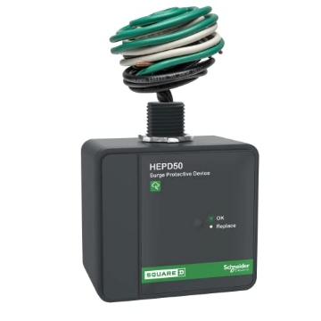 Picture of Square D HEPD50 Square D by Schneider Electric HEPD50 Universal Whole House Surge Protection Device, 1-Phase, 3-Wire + Ground for 120/240V, 50kA, Black (EA)