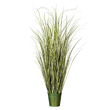 Picture of Vickerman TD190537 Vickerman Everyday 37" Artificial Variegated Green Grass with Iron Pot - Faux Grass Plant Decor - Home Or Office Indoor Greenery Accent - Maintenance Free (EA)