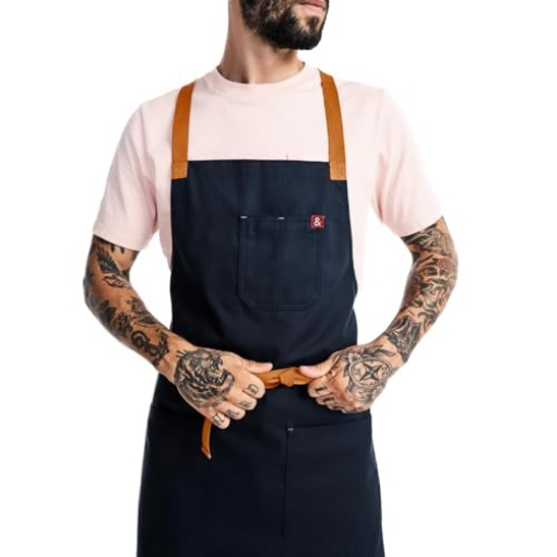 Picture of HEDLEY & BENNETT INC 850056653961 hedley & bennett Crossback Apron - Crossback Chef Apron with Pockets - 100% Cotton Twill, 8oz - Midnight Blue (EA)