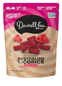 Picture of DL DISTRIBUTION LLC 21503 Darrell Lea Soft Australian Licorice, Non-GMO, No Palm Oil, Plant Based, No High Fructose Corn Syrup, Soft & Chewy Licorice Candy, Made in Australia, Raspberry (7 Ounce (Pack of 1)) (EA)