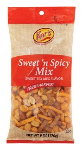 Picture of Kar's Nuts 8624 Kar's Fresh Harvest Sweet 'n Spicy Snack Mix 6 oz. Bagged (PK-12-EA)