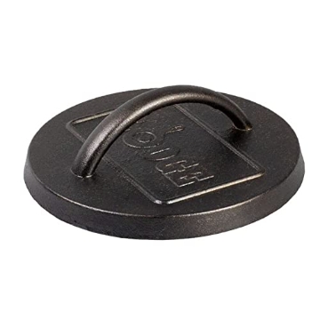 Picture of Lodge Cast Iron L6BP Lodge Pre-Seasoned Round Cast Iron Press - Cast Iron Griddle Press for a Restaurant-Quality Sear - Unparalleled Heat Retention - Use on the Stove or the Grill - 6.25 Inch (EA)