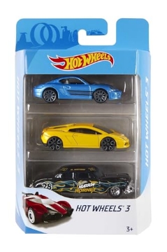 Picture of Hot Wheels K5904 Hot Wheels 3 Car Pack, Multipack of 3 Hot Wheels Vehicles, Instant Starter Set, Collection of 1:64 Scale Toy Sports Cars, Rolling Wheels, For Kids 3 Years & Up (PK-12-EA)