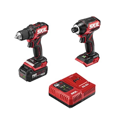 Picture of Skil CB8437B-10 Skil PWR CORE 20 Brushless 20V Compact Drill Driver and Impact Driver Kit Including 2.0Ah Battery and PWR Jump Charger-CB8437B-10 (EA)