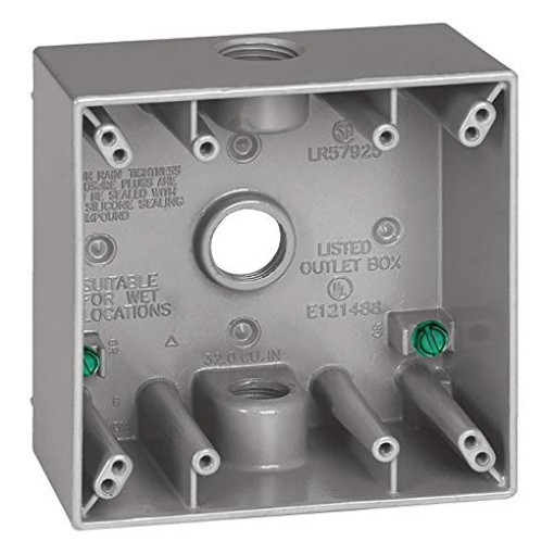 Picture of SIGMA ENGINEERED SOLUTIONS 14350 Sigma Electric 14350 Sigma Outlet Box 4-1/2" Hx4-1/2 Wx2-1/10 D Al 2 Gang, Three 1/2" Holes Gray Shrinkwrap, No Size, Grey (EA)