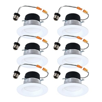 Picture of HALO LT4069FS1EWH6PK HALO 4 inch LED Recessed Lights with Selectable Color Temperature Dimmable Baffle Can Light Trim 6-Pack for Indoor Outdoor Ceiling Installation LT4069FS1EWHR 6-Pack (EA)