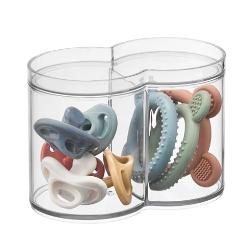 Picture of IDESIGN 41540 iDesign Round Plastic Canister Cosmetic Organizer with Top Tray Lid for Added Storage, The Clarity Collection – 6.12” x 3.62” x 4.35”, Clear (EA)