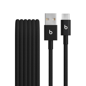 Picture of Beats MDGG4LL/A Beats USB-A to USB-C Woven Cable Fast Charging Durable and Tangle-Free Design Compatible Charger for Apple & Android Devices (1.5 m, 5 ft) - Bolt Black (EA)