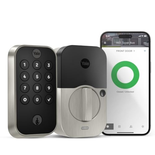 Picture of Yale YRD410-WF1-619 Yale Security Assure Lock 2 Deadbolt, Satin Nickel Keyed Smart Entry Door Lock with Wi-Fi Connected Keypad for Code Entry and Remote Access, YRD410-WF1-619 (EA)
