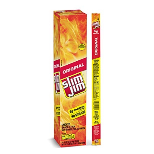 Picture of W H EDWARDS CO 496425 Slim Jim Giant Smoked Meat Sticks, Original Flavor, Keto Friendly, 0.97 oz. 24-Count (PK-24-EA)