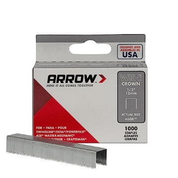 Picture of ARROW FASTENER CO LLC 60830 Arrow 60830 Wide Crown Staples for Staple Guns and Staplers, Use for Upholstery, Crafts, General Repairs, 1/2-Inch Leg Length, 1/2-Inch Crown Width, 1000-Pack (EA)
