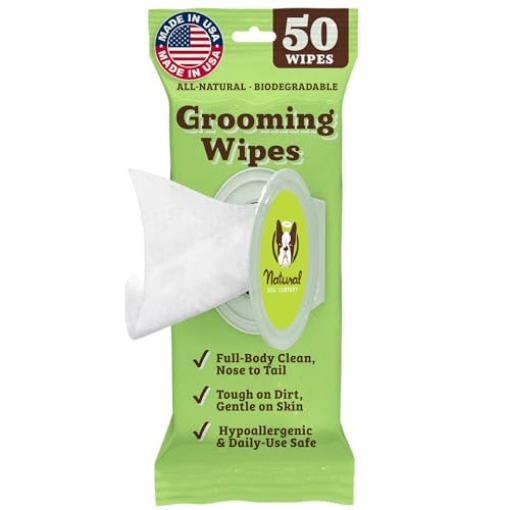 Picture of ELEMENTS BRANDS LLC WP-GROO-50 Natural Dog Company XL Grooming Wipes for Dogs – Hypoallergenic, Biodegradable, Fragrance Free – Aloe Vera & Witch Hazel – 7×8 Wipes for Paws, Face, Ears & Butt – Sensitive Skin Pet Wipes - 50 Count (EA)