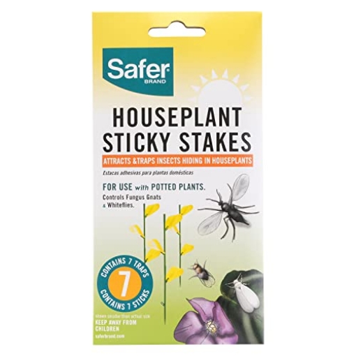 Picture of SAFER BRAND SH5026 Safer Brand 5026 Houseplant Sticky Stake Insect Traps for Indoor Plants - Controls Fungus Gnats, Whiteflies, Midges, Thrips, Fruit Flies, and Black Flies - 1 Pack, 7 Traps (EA)