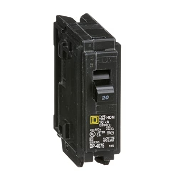 Picture of Square D HOM120C Square D by Schneider Electric HOM120CP Homeline Circuit Breaker, 20-Amp, 120V, 1-Pole, Plug-in Mount, Clam Pack (Quantity 1) (EA)