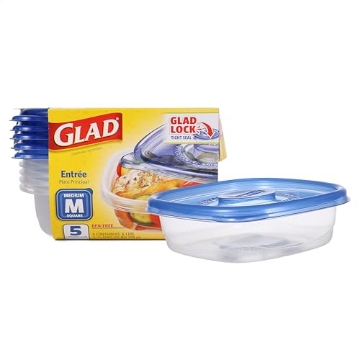 Picture of GLAD 60795 Glad Food Storage Containers for Everyday Use, Medium Square - Standard Meal Container Holds up to Twenty-Five Ounces, Blue, 25 oz - 5 Count (EA)